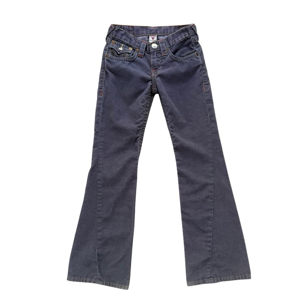Y2K True Religion Gray Joey Big T Flare Corduroy Pants Girls 12